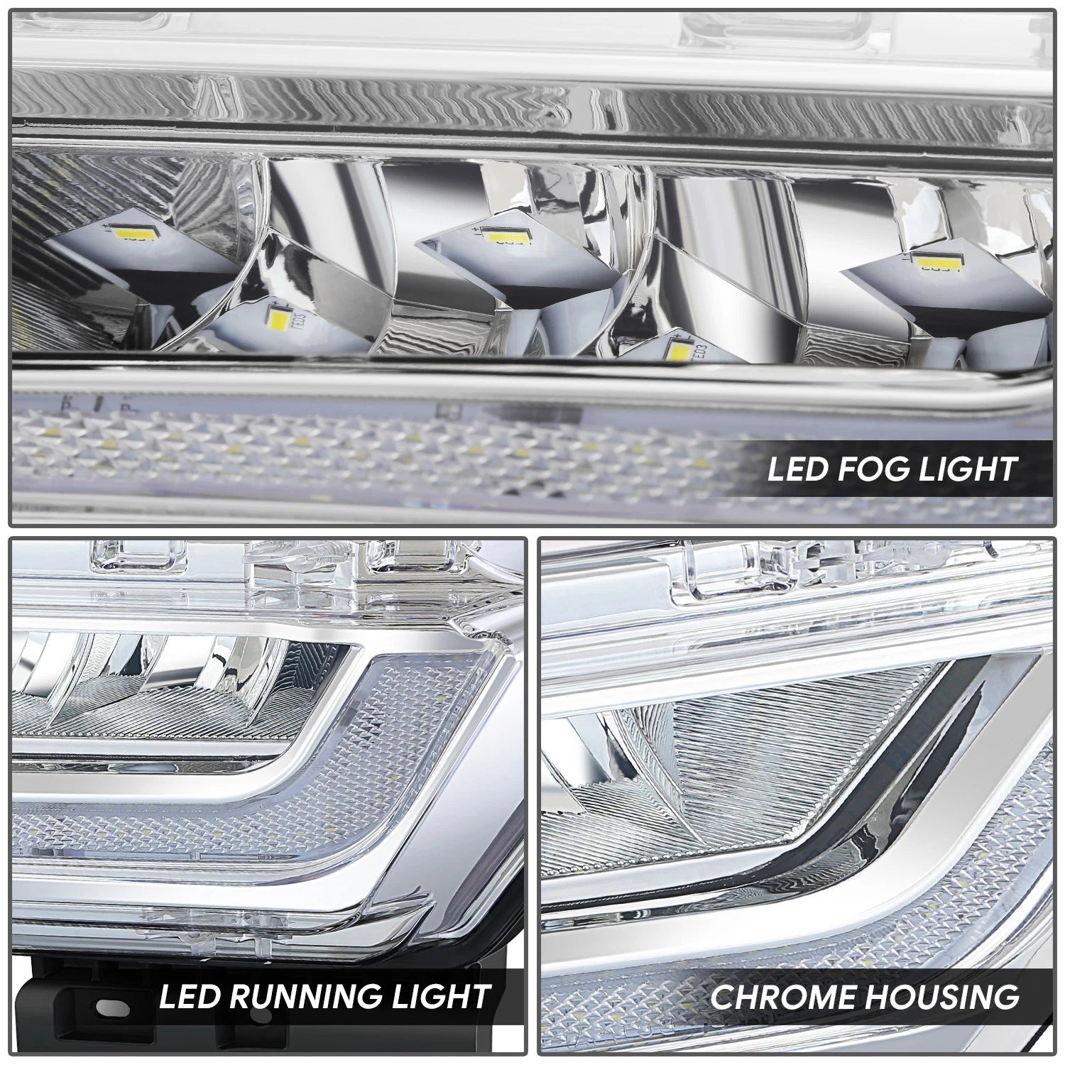 LED Fog Lights for Ford F150 (2021–2023) - Chrome Housing, Clear Lens