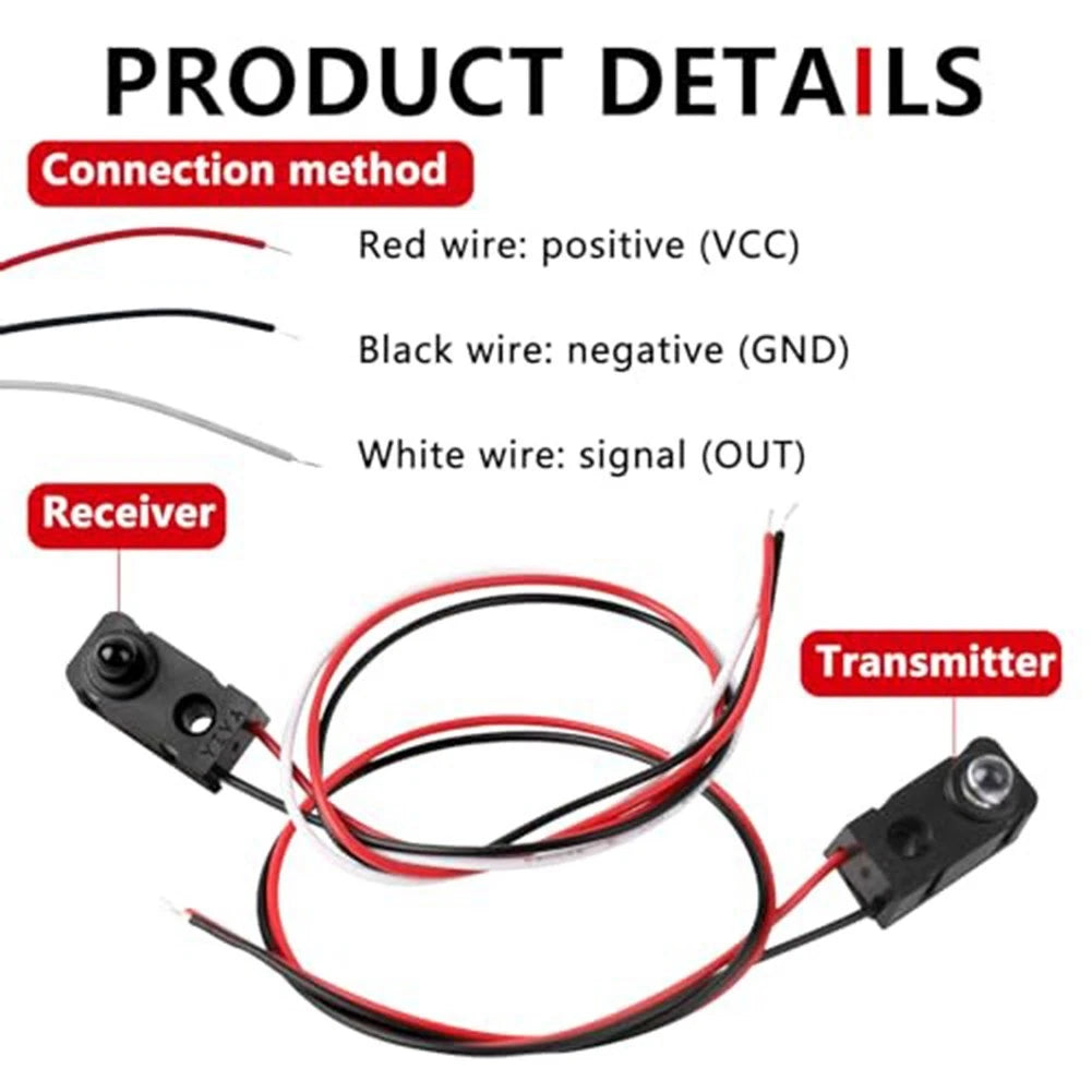 Set of 4 Infrared Break Beam Photoelectric Switch 3mm LED Emitter Receiver
