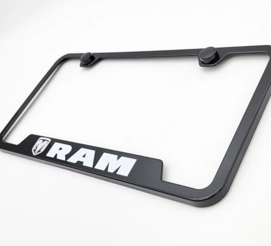 License Plate Frame Black Plastic Notched for Dodge Ram (2010–2024)