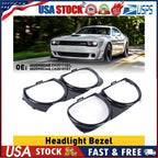 Pair Front Headlight Lamp Bezel Trim for Dodge Challenger (2015â2021)