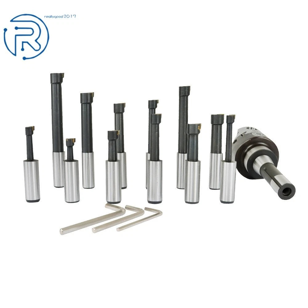 3-Inch Boring Head with R8 Shank & 12Pcs 3/4-Inch Carbide Boring Bar Set