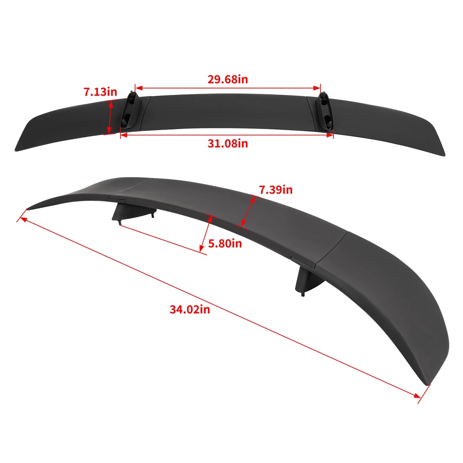Set of 3 Rear Trunk Spoilers for Dodge Charger (2006–2010) Matte Black