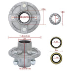 Galvanized Trailer Hub Kit with 4 Lug and 1 Inch Bearings (2000lbs)