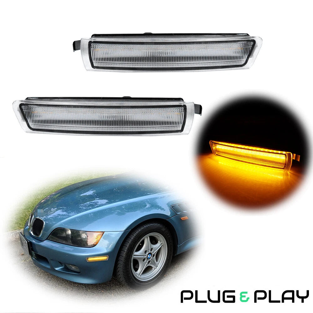 Pair Clear Amber LED Side Marker Lights for BMW Z3 M Coupe (1996–2002)