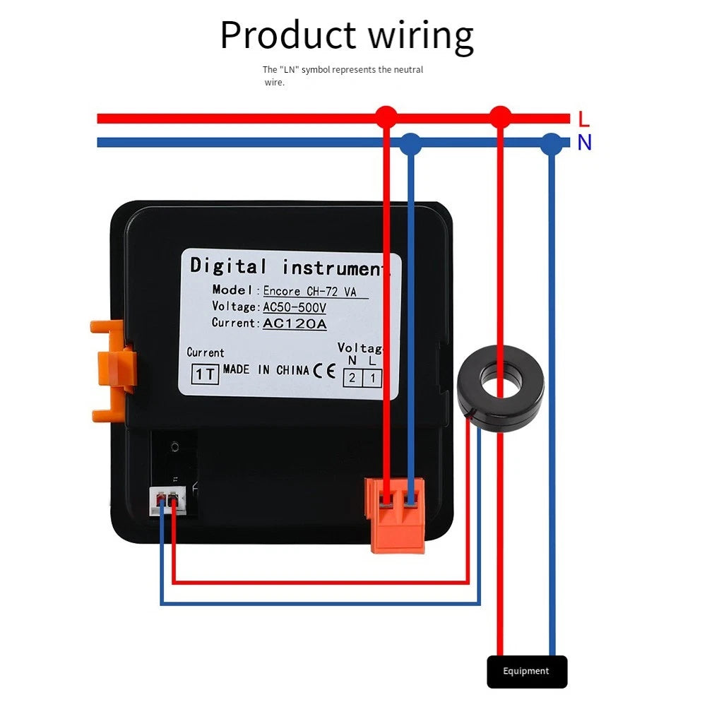Digital AC Voltage Current Monitor 50-500V 120A for CH72VA120A