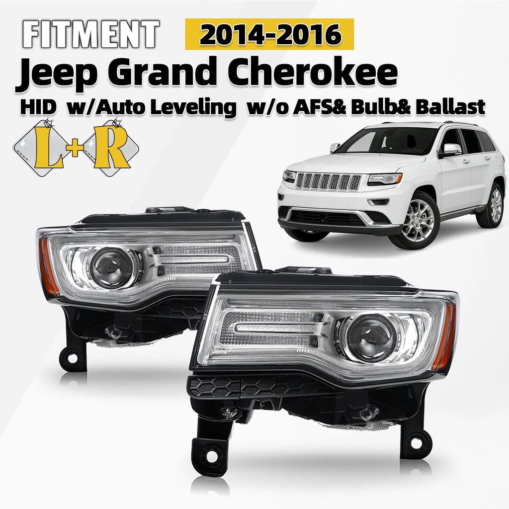 HID/Xenon Headlight Pair for Jeep Grand Cherokee (2014–2016) W/O AFS