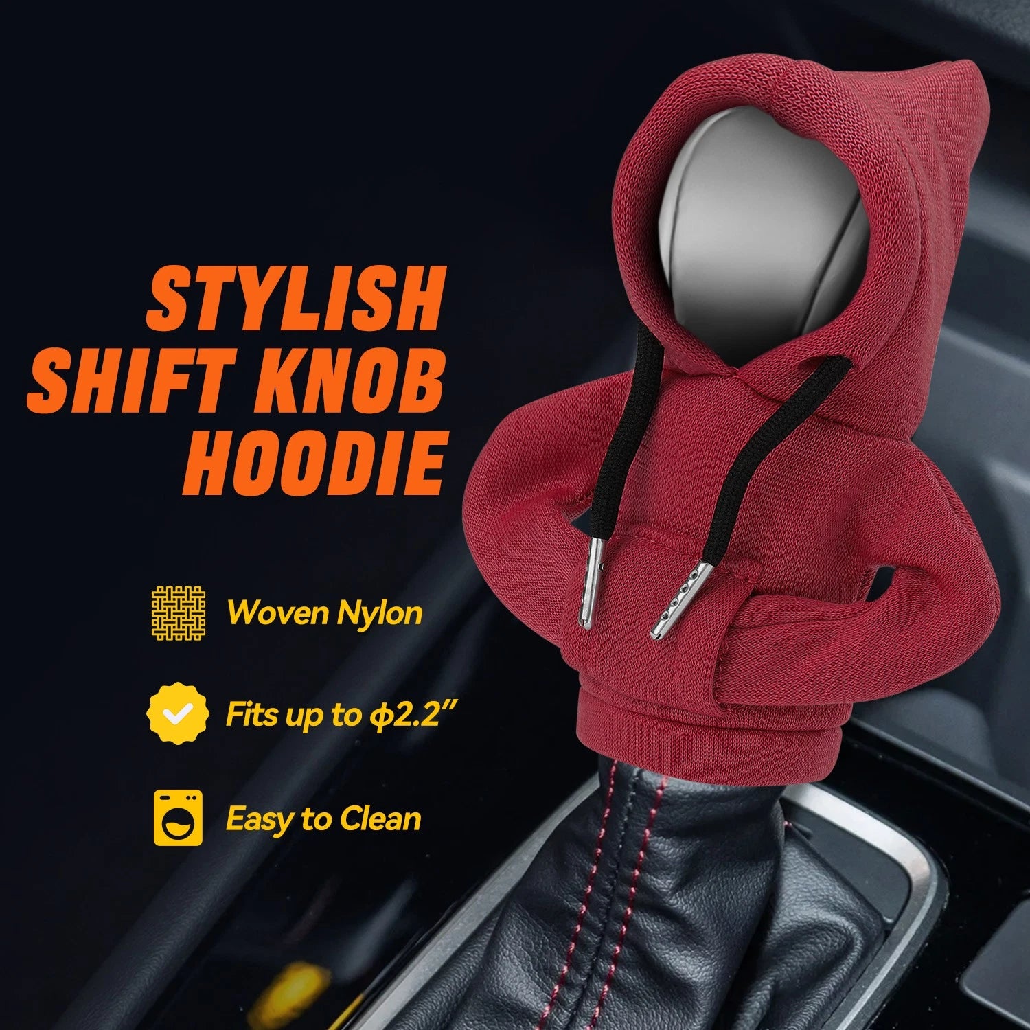 Gear Shift Knob Cover for Universal Cars (Mini Hoodie, Red)