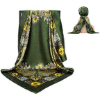 Retro Paisley Pattern Satin Silk Scarf 90x90 cm for Women