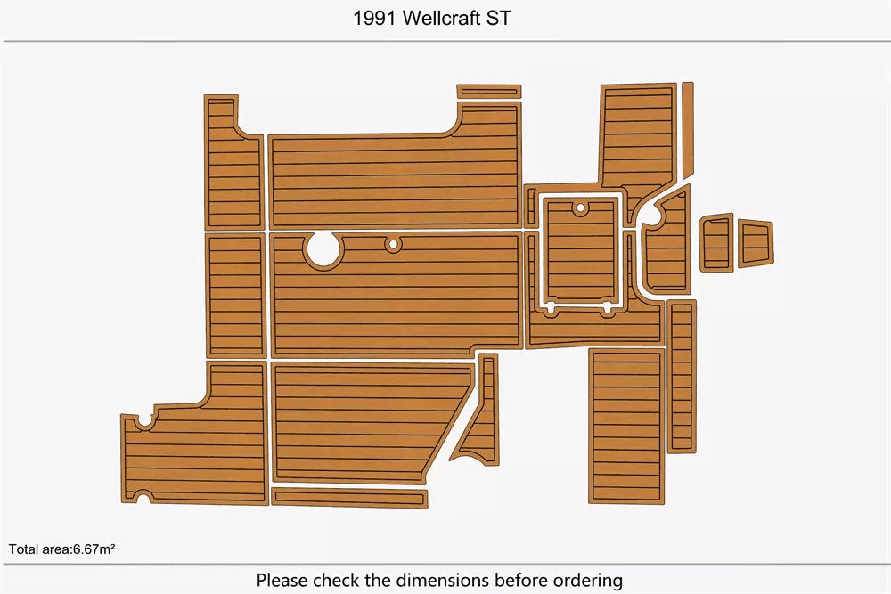 EVA Pads for Wellcraft ST Cockpit Swim Platform (1991) - Teak Faux Flooring Mat