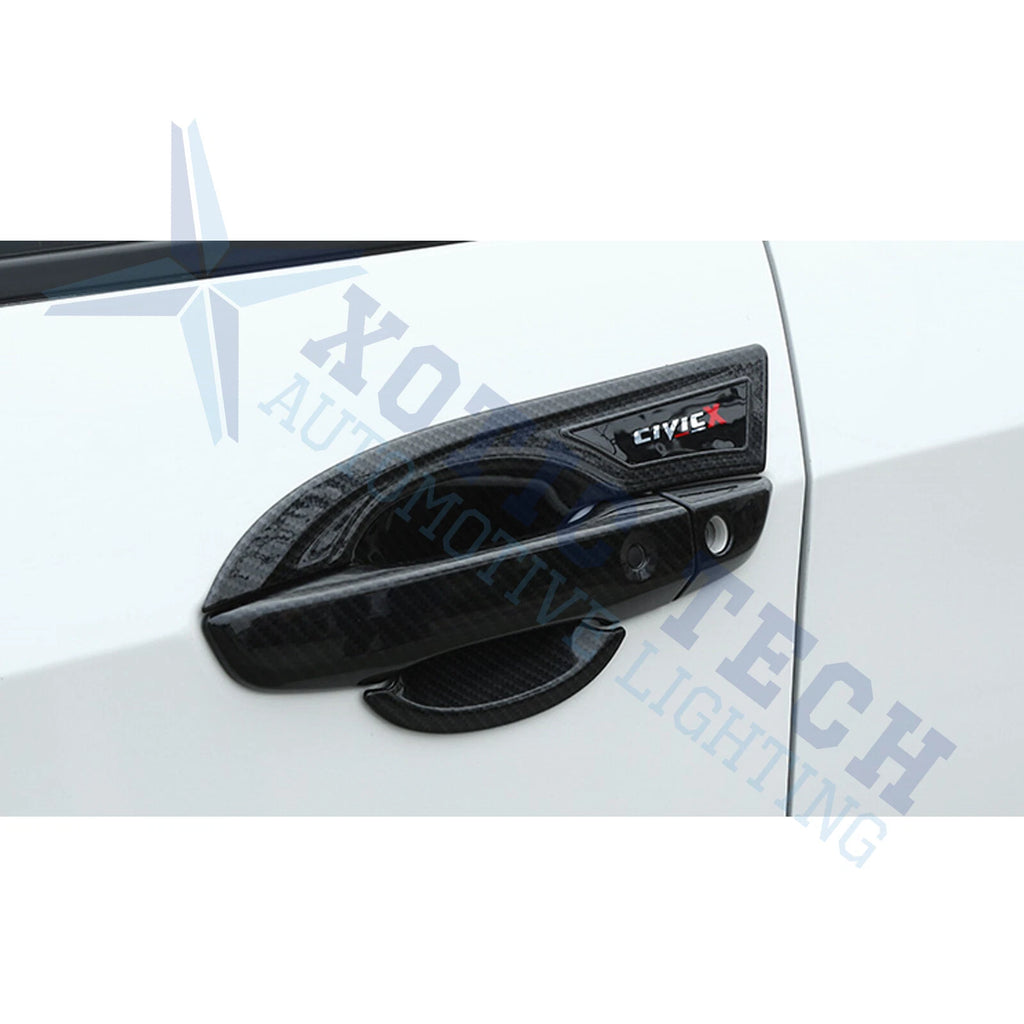 Carbon Fiber Pattern Side Door Handle Bowl Overlay for Honda Civic (2016-2021)
