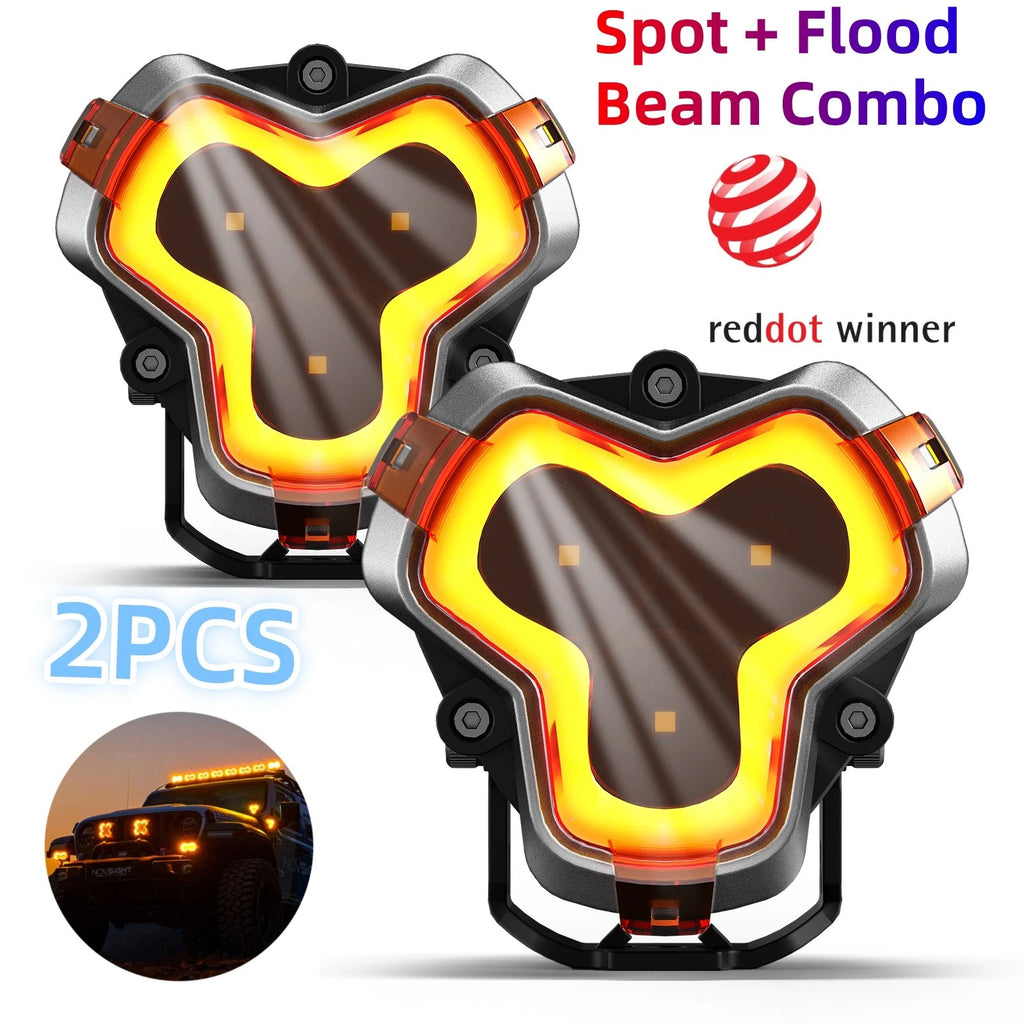 2X LED Pod Work Light Spot + Flood Combo for Truck Off Road