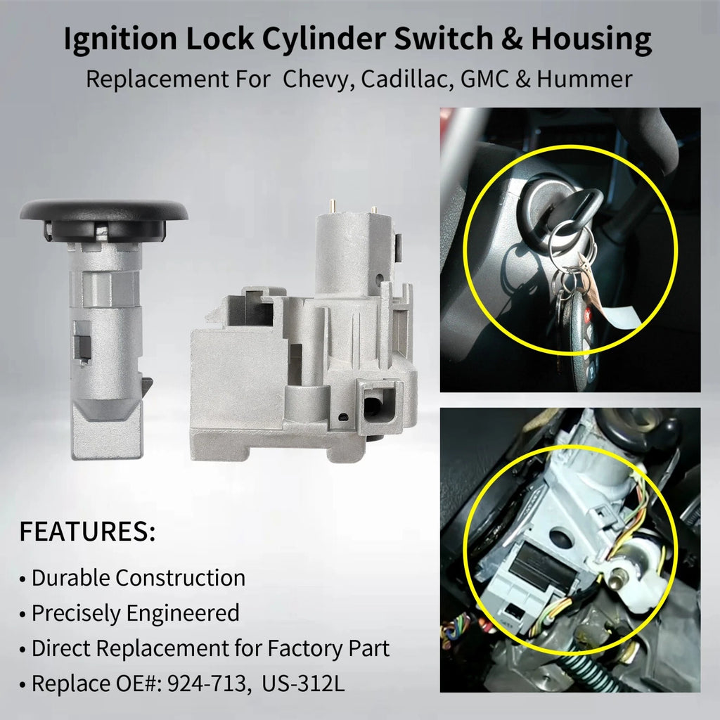 Ignition Lock Cylinder Switch & Housing for Chevy Silverado GMC Sierra (2000-2007)