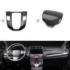 Carbon Fiber Grain Gear Shift Knob Media Panel Cover for Honda CR-V (2017-2022)