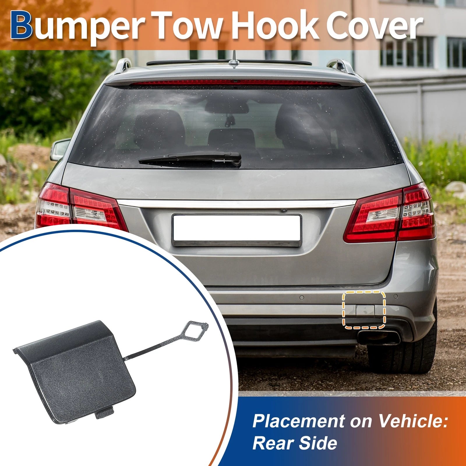 Rear Car Bumper Tow Hook Cover for Mercedes-Benz W212 E200 (2010–2016) No.A2128850726 Gray