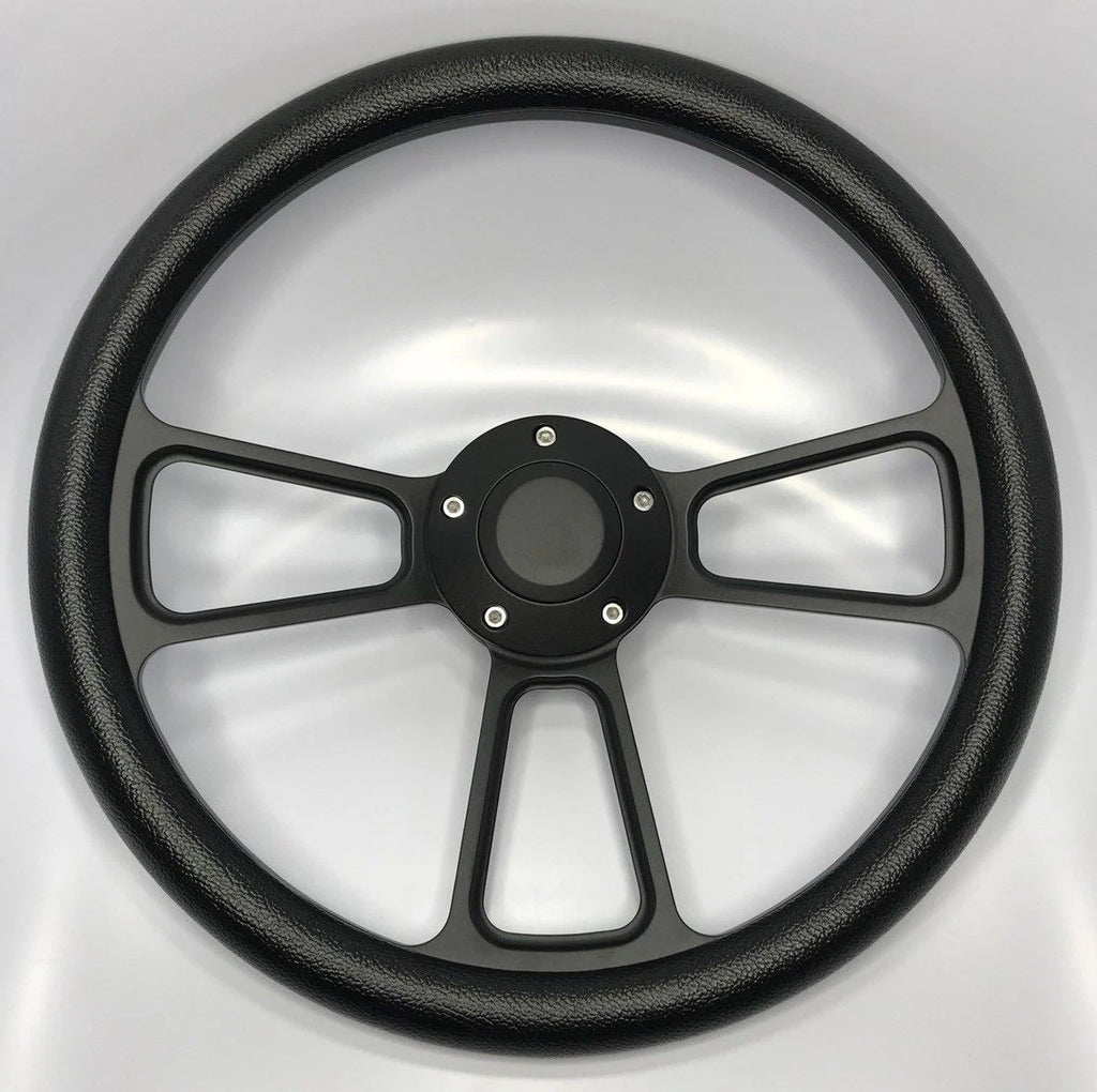 14 Inch Billet Aluminum Steering Wheel with Horn Button for Universal Fit (All)