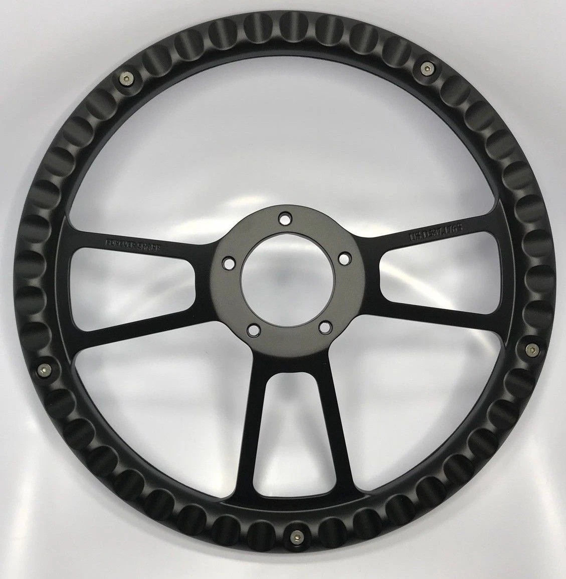 Billet Steering Wheel 14 Inch Black with Red Wrap for Universal Fit (—)