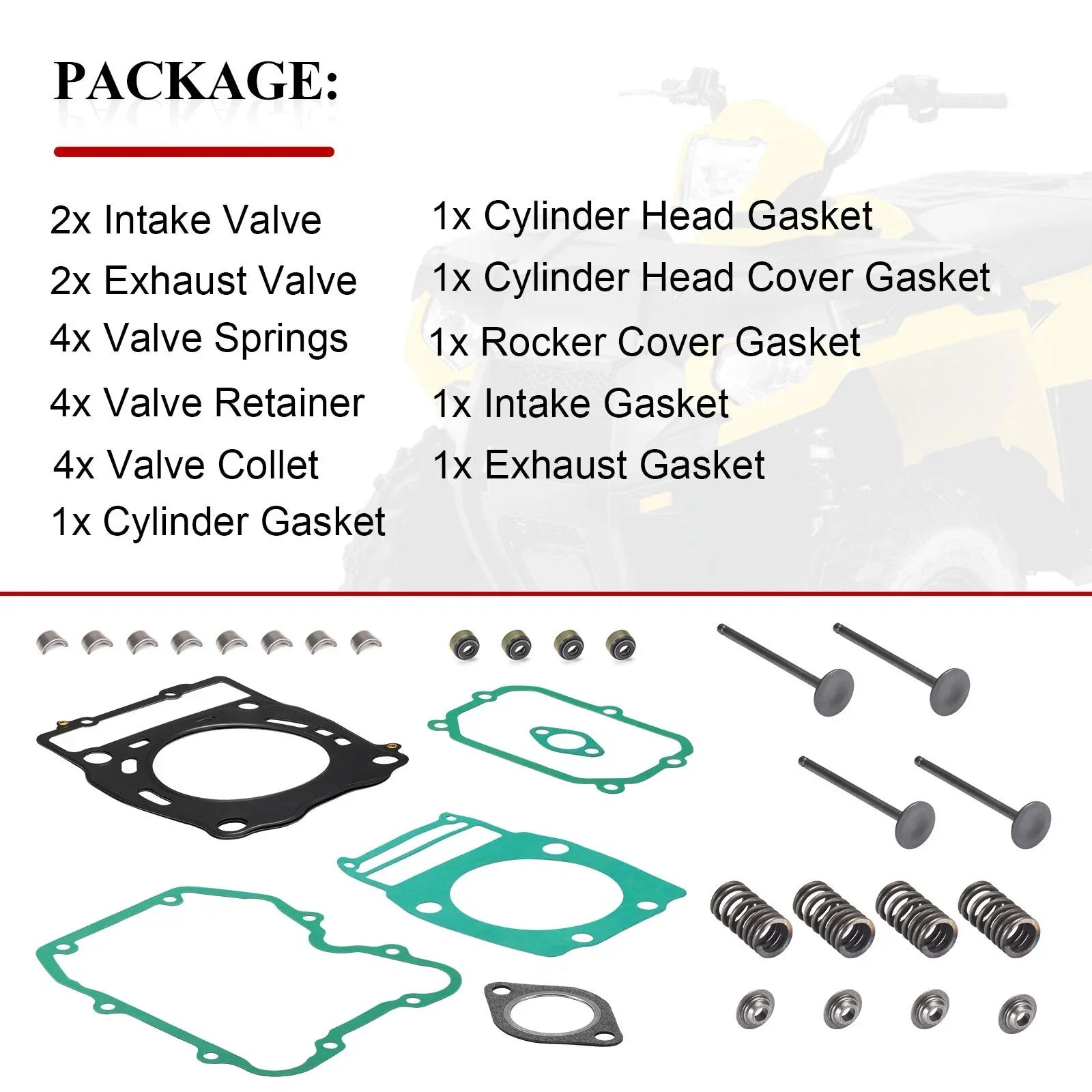 Cylinder Head Valve Gasket Kit for Polaris Sportsman Scrambler 500 (1996–2014)