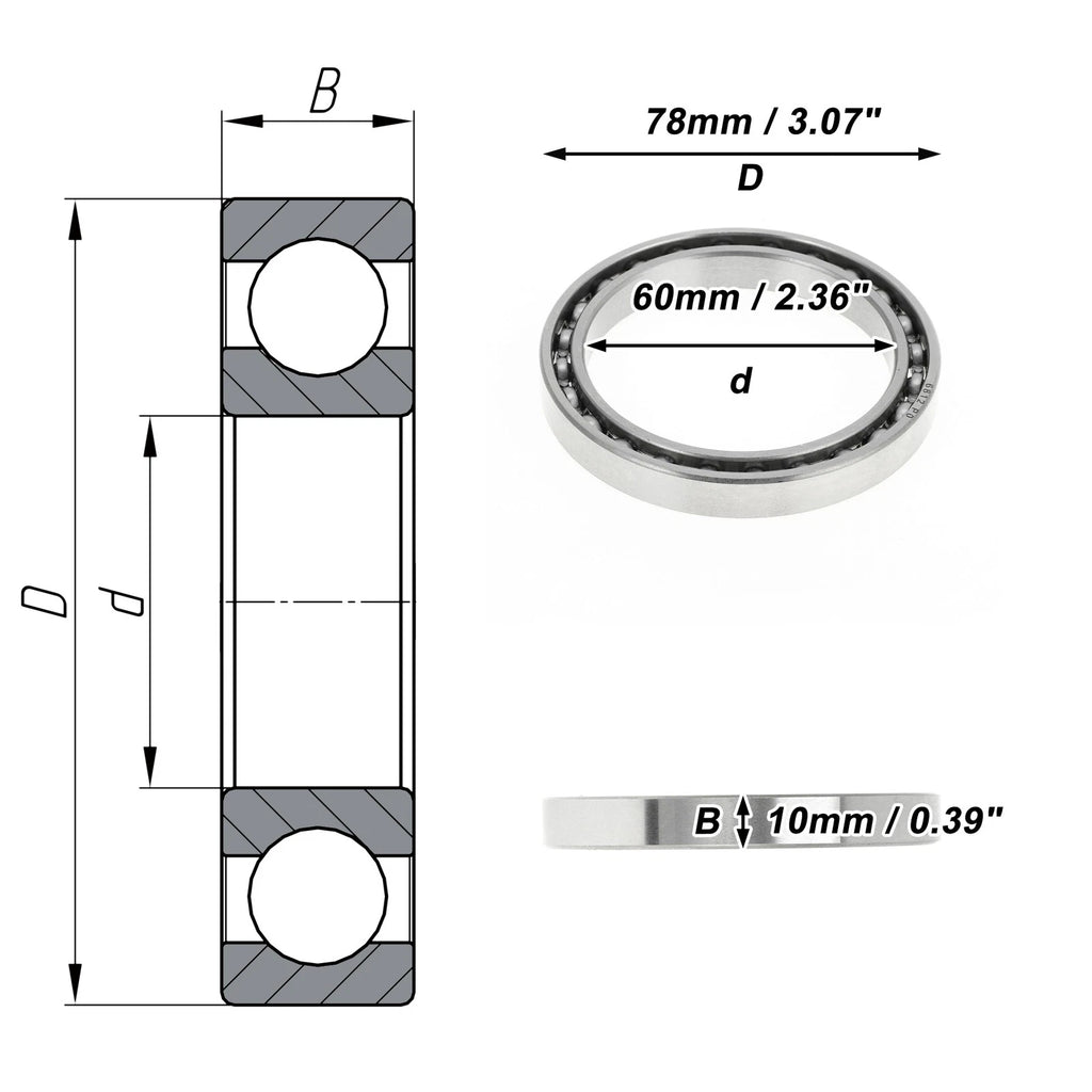 Deep Groove Ball Bearing 6812 P0 for Scooter Skateboard Wheel (60x78x10mm)