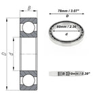 Deep Groove Ball Bearing 6812 P0 for Scooter Skateboard Wheel (60x78x10mm)