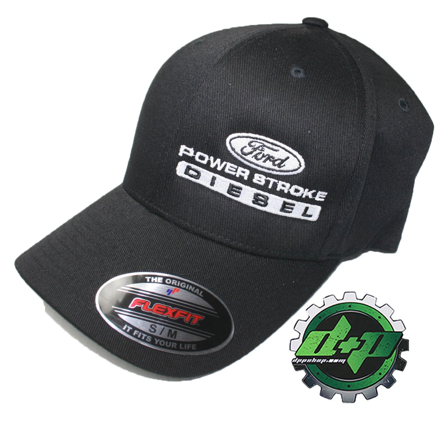 Powerstroke Hat for Ford (Fitted Flex Fit, Black, S/M)