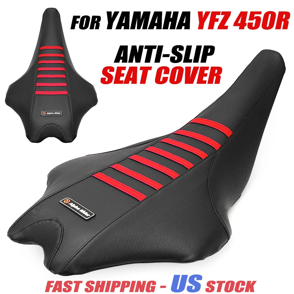 Seat Cover for Yamaha YFZ 450R (2009–2021) Black/Red Gripper
