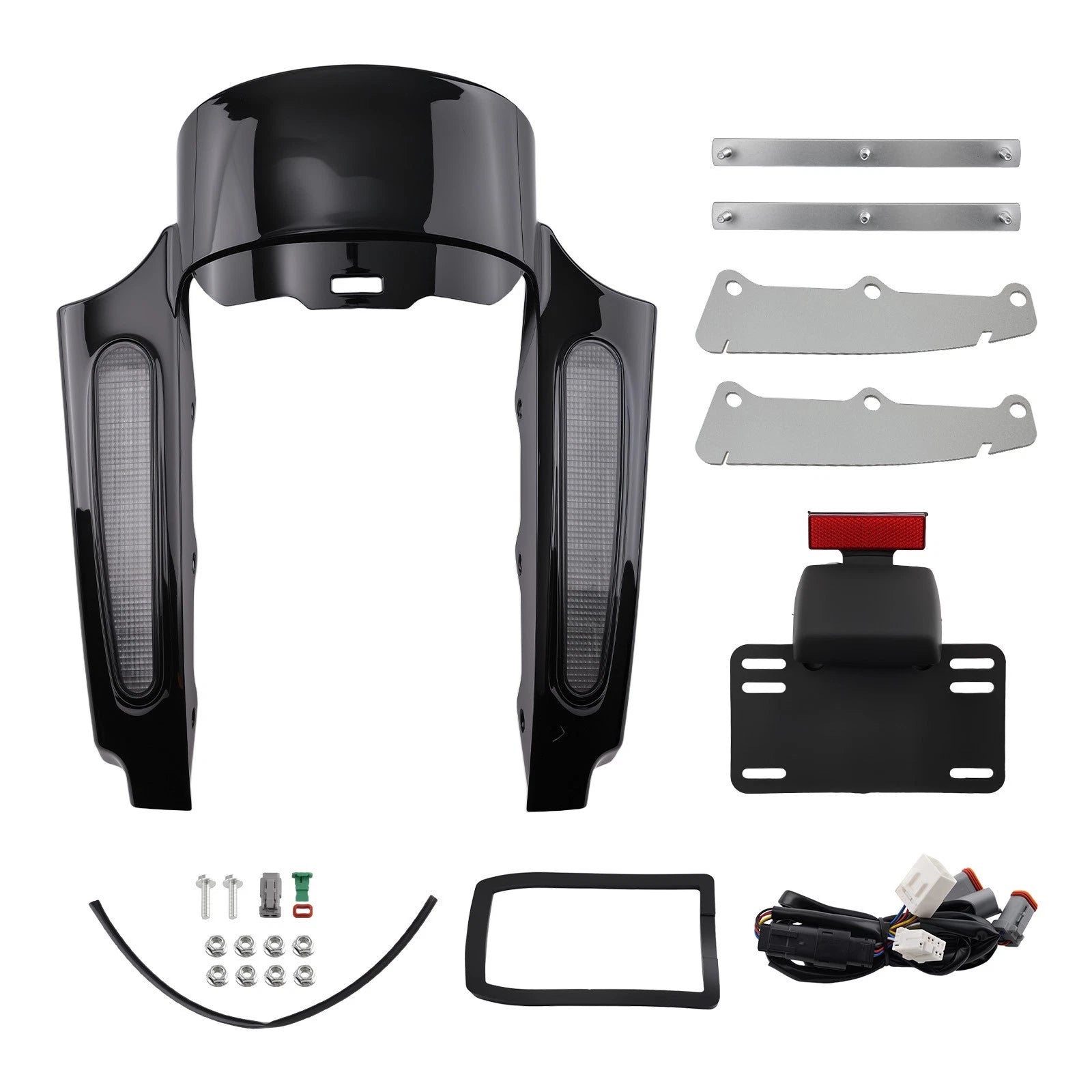 Rear LED Mud Flaps for Harley Electra Glide FLHTC (2009–2013) Black ABS