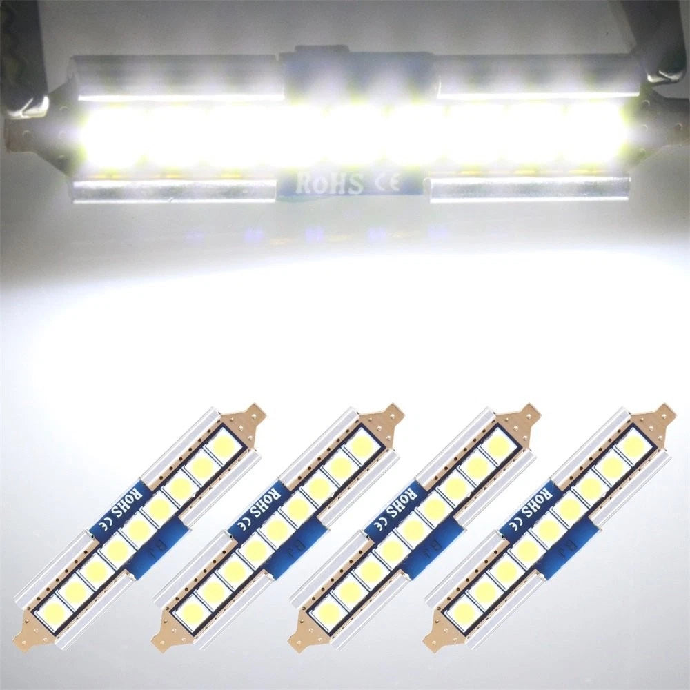 Set of 4 41mm Blue Festoon LED Bulbs for Car Interior 3030-9-SMD 12V
