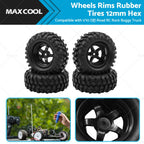 Wheels Rims Rubber Tires 12mm Hex for 1/10 Off-Road RC Rock Buggy Truck