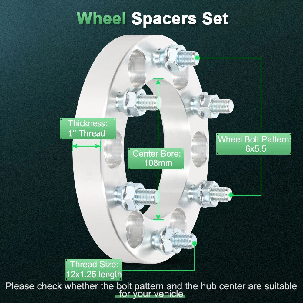 2X Wheel Spacers 1" 25mm for Nissan Armada Titan