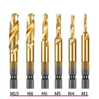 6-Piece Metric Tap Drill Set for Metals - Hex Shank HSS Plated