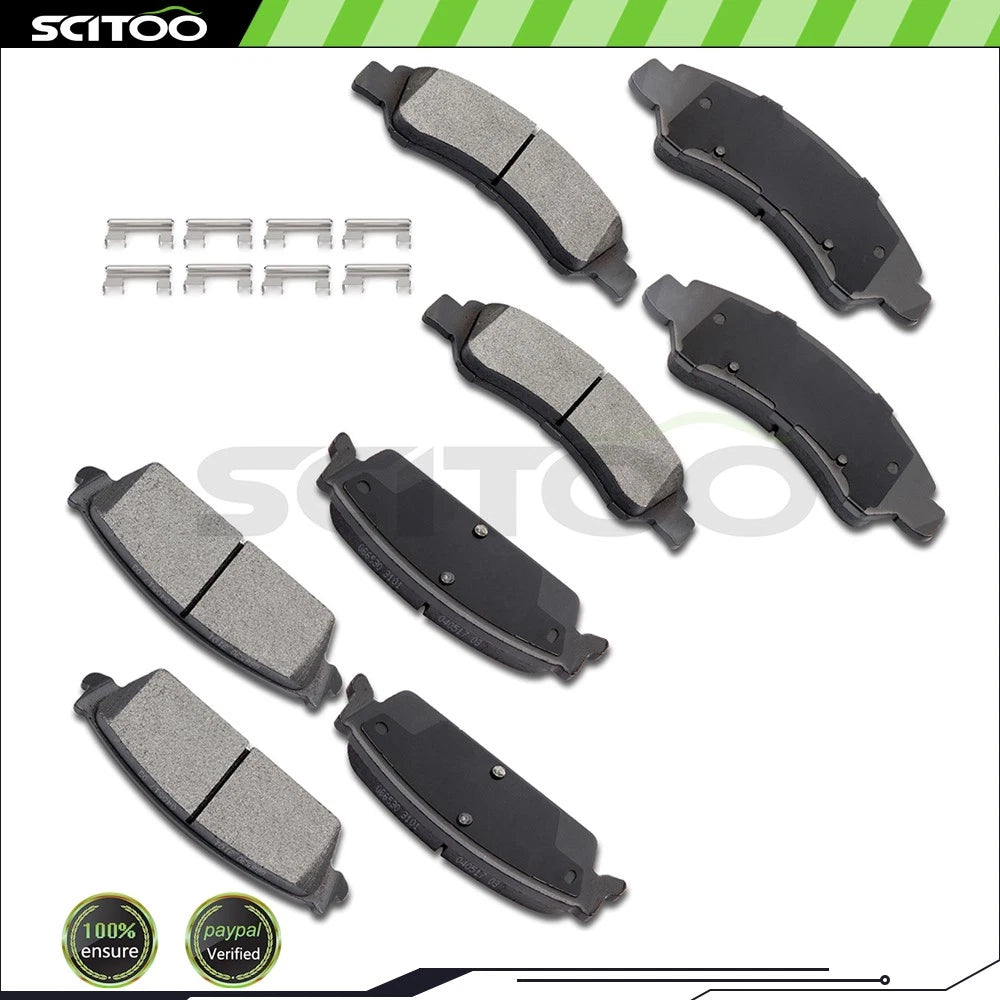 Set of 4 Front Rear Brake Pads for GMC Escalade, Avalanche, Sierra, Tahoe, Yukon