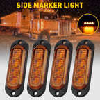 Set of 4 Yellow Amber 12V 4-LED Marker Lights for RV Truck Trailer