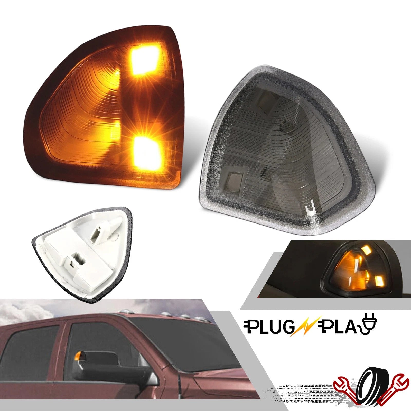 Smoke Lens Amber LED Side Mirror Turn Signal Lights for Dodge Ram 1500 2500 3500 (2002–2023)