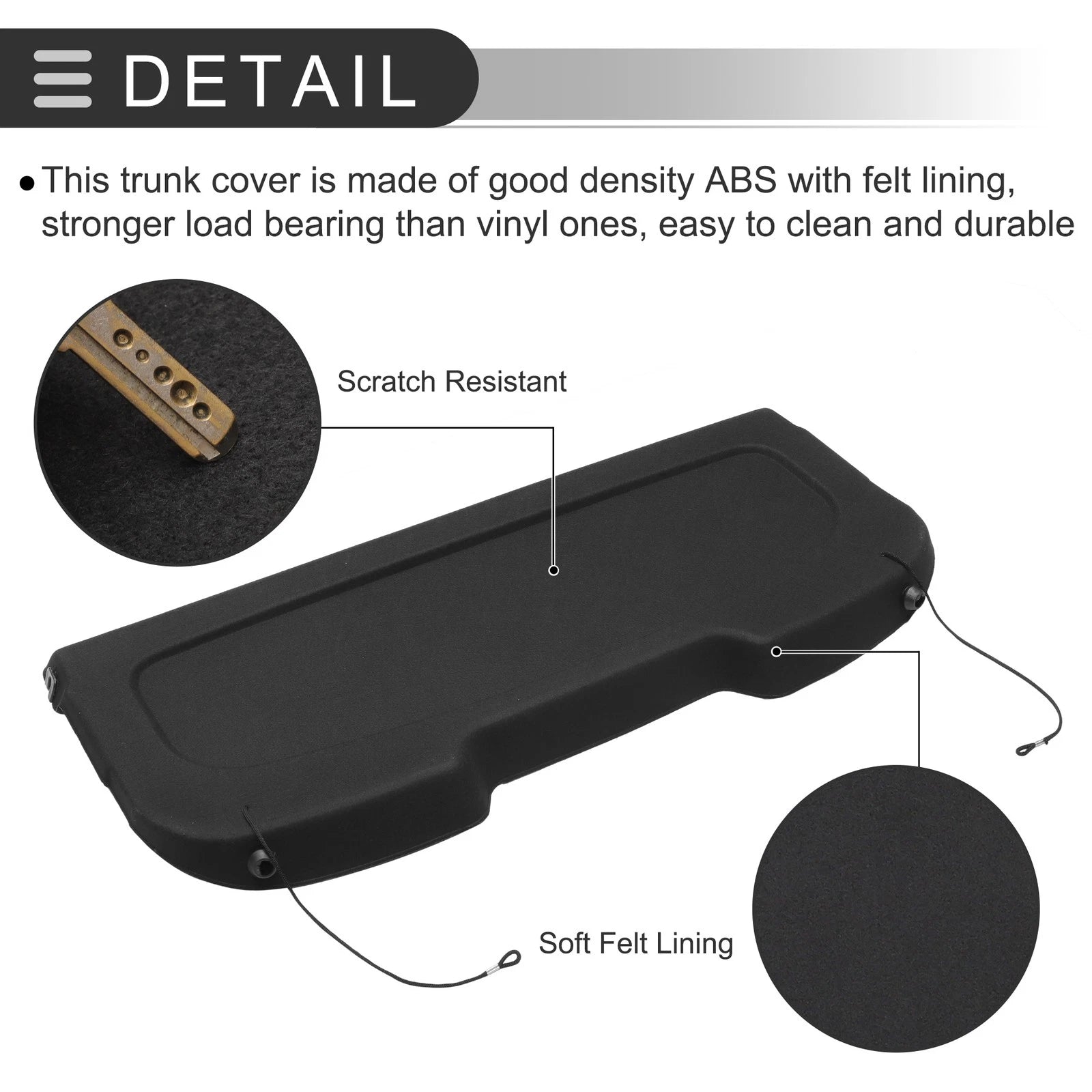 Rear Parcel Shelf Boot Load Cover for Ford Fiesta (2013–2017) Black