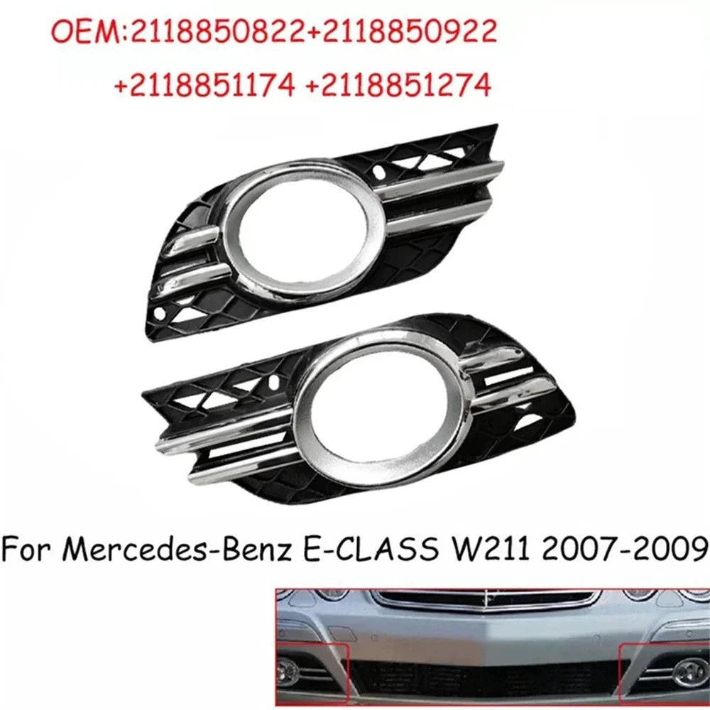 Front Fog Light Bumper Grill Trim Cover for Mercedes-Benz W211 (2003-2009)