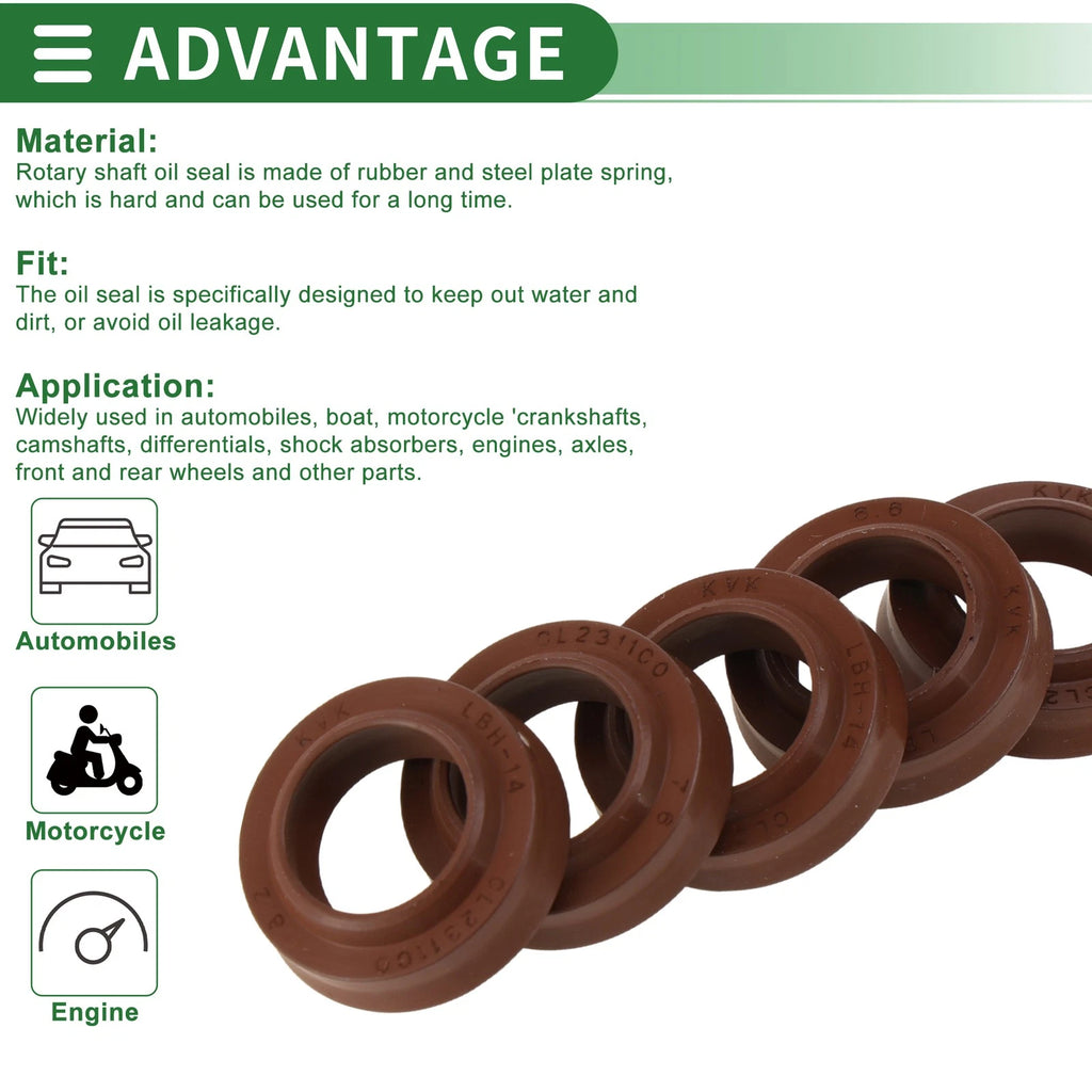 Set of 5 Oil Seal Rotary Shaft Seal FKM Rubber 14x22x4.5mm