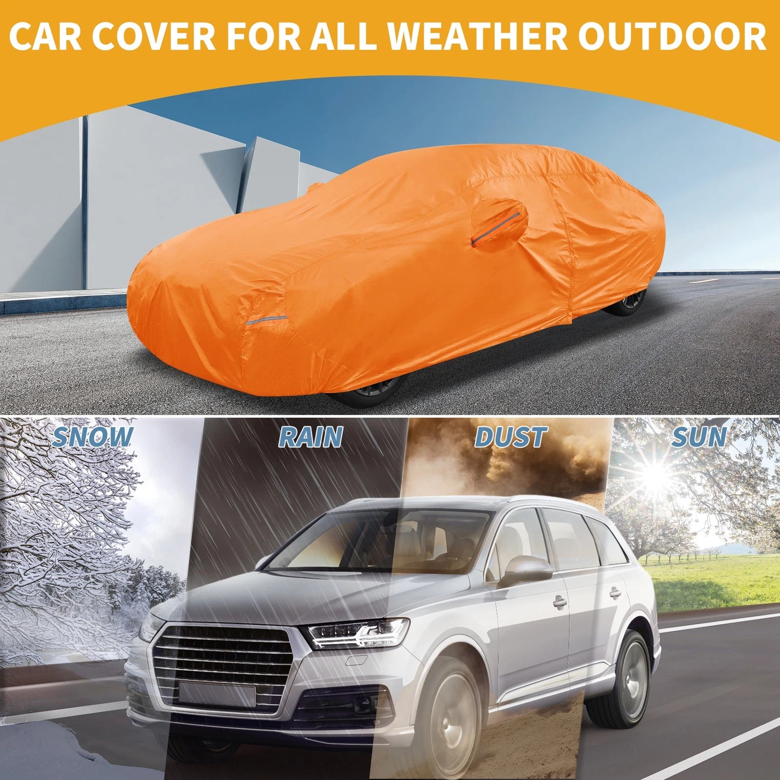 Waterproof Car Cover for Hyundai Elantra (210D-PU, Orange)