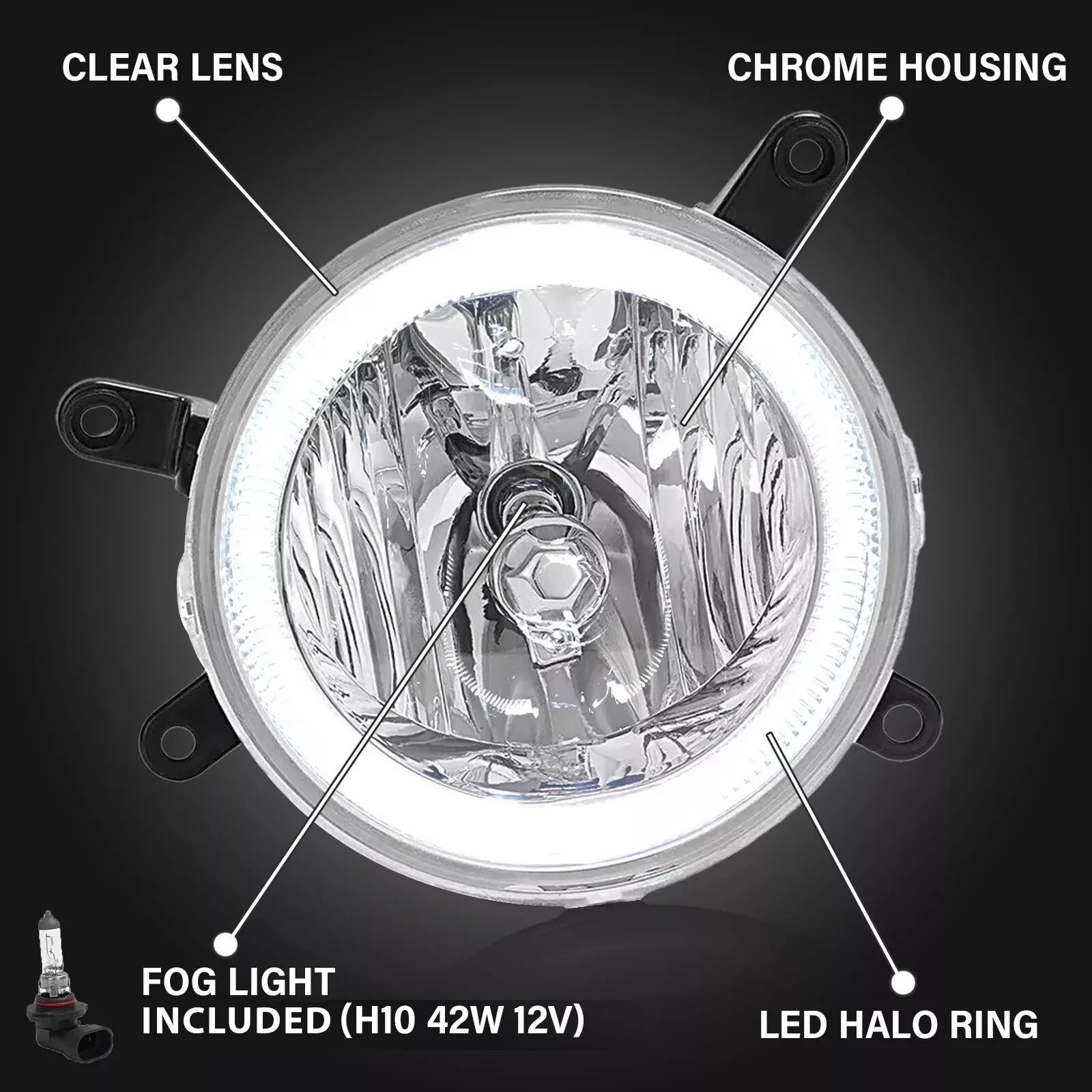 2X LED Halo Fog Lights for Ford Mustang GT (2005–2009)