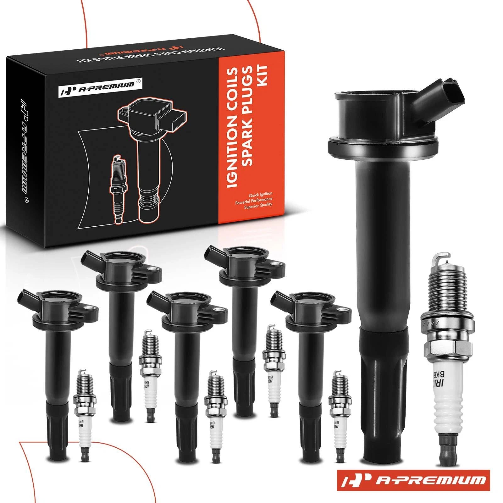Set of 6 Ignition Coils & Iridium Spark Plugs for Ford Escape (2009–2012)