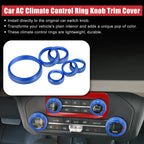 6pcs Blue Aluminum Alloy AC Control Knob Cover for Ford Bronco (2021–2022)