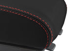Leather Console Lid Armrest Cover for Hyundai Tucson (2005–2009) Red Stitch