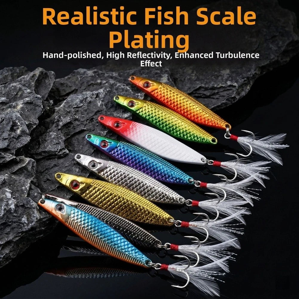S Shaped Spoon Bait with Treble Hook for Saltwater & Freshwater Fishing