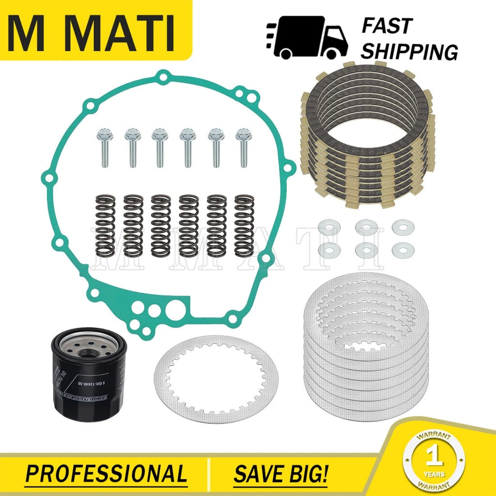 Clutch Friction Plates Kit & Oil Filter for Yamaha YZF-R6 R6S FZ6 (2003–2009)