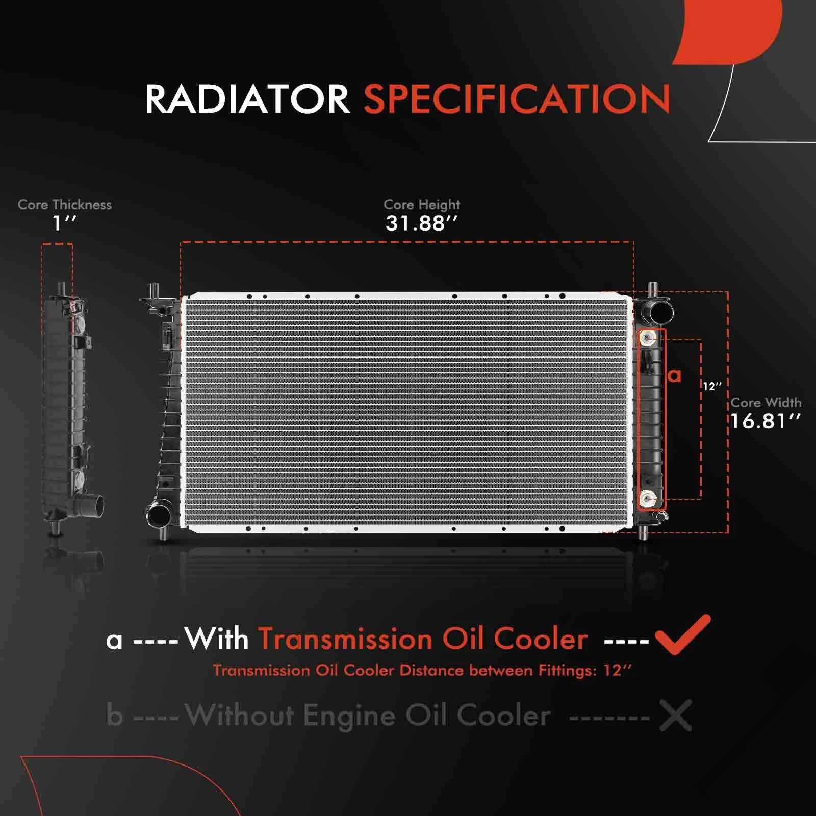 Radiator with Oil Cooler for Ford F-150 F-250 Expedition (1997–1998)