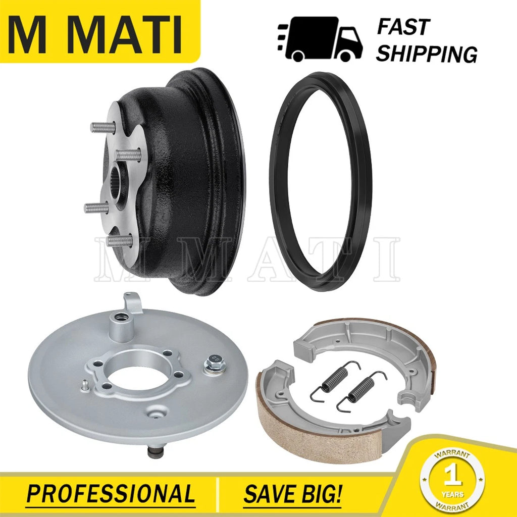 Rear Brake Plate & Drum Hub Shoes Kit for Yamaha Big Bear 350 1996–1999