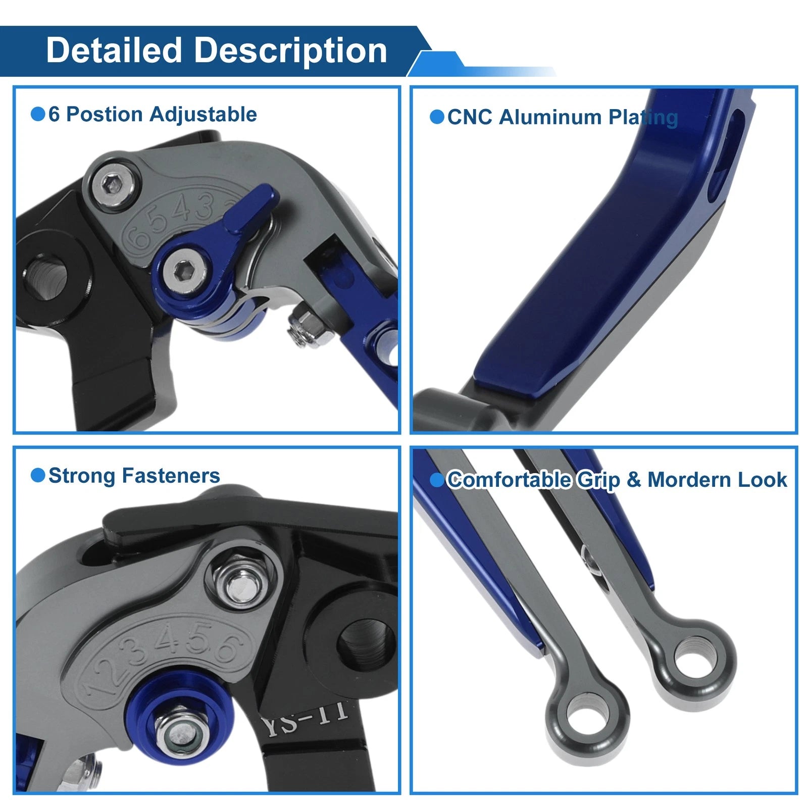 Adjustable Brake Clutch Levers for Honda X11 (1999–2002) Titanium Blue