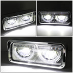 Chrome Full LED Halo Ring DRL Signal Headlights for Freightliner Kenworth (1981–2019)