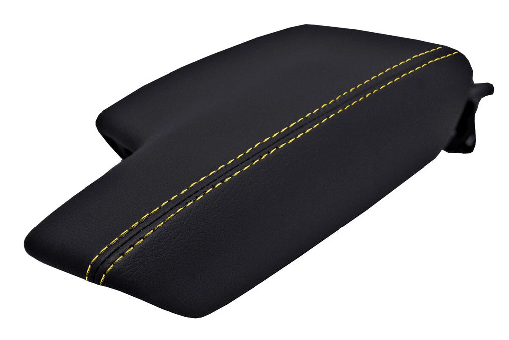 Leather Console Lid Armrest Cover for Subaru Impreza (2017–2020) Yellow Stitch