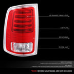 Chrome Housing Red Lens Tail Lights for RAM 1500 2500 3500 (2013–2022)