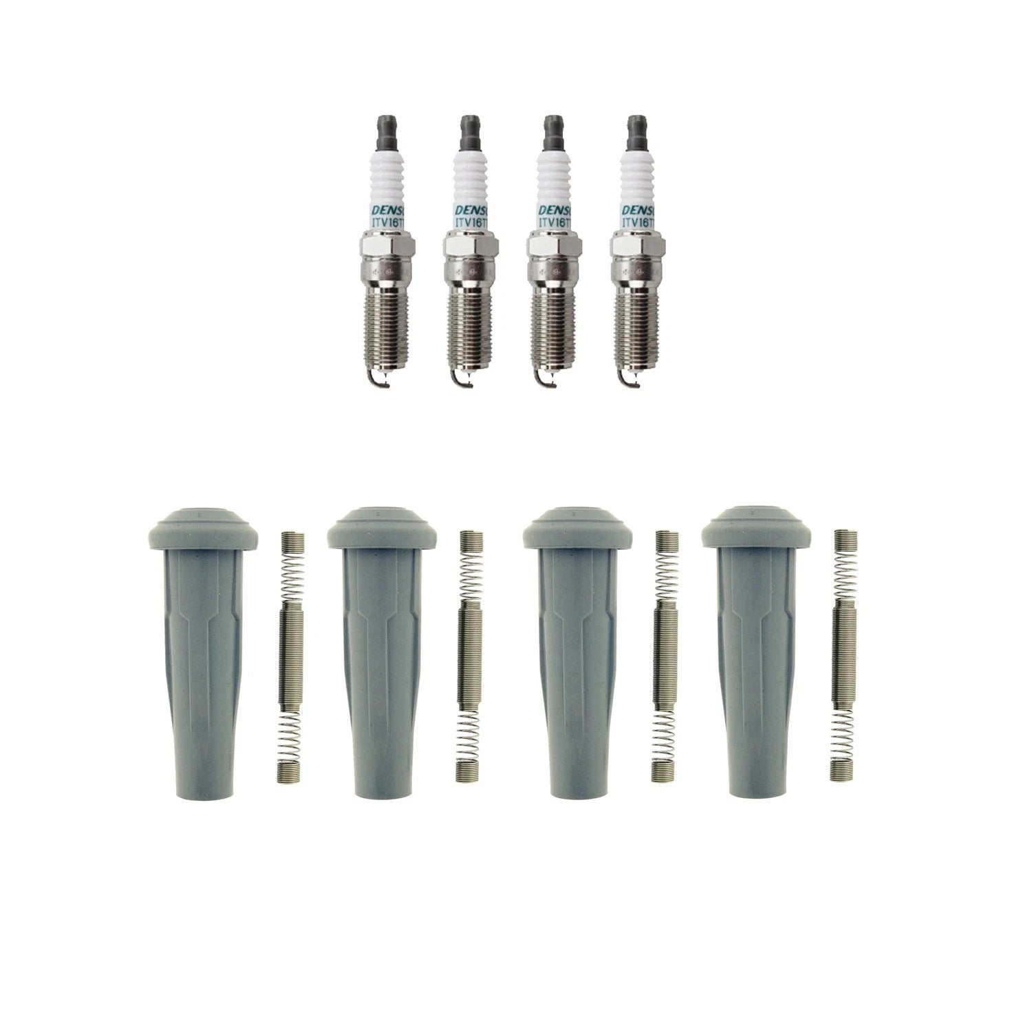 Set of 4 Denso Iridium Spark Plugs & NGK Coil Boots for Milan Mariner L4 2.5L